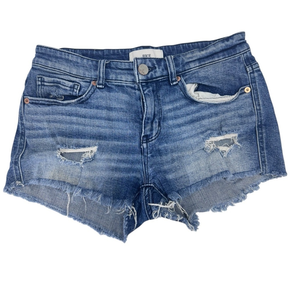 BKE . Blue Jean Shorts Distressed Raw Hem